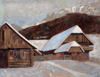 Otto Barth Farmhouse in winter oil painting picture